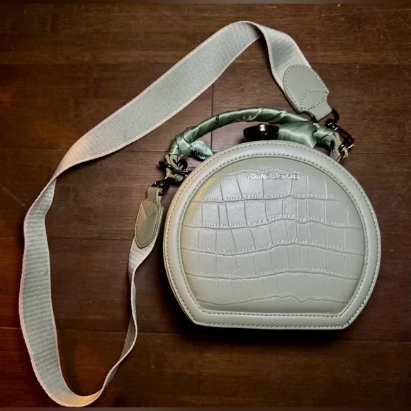 Mint Green Croc-Embossed Mini Bag - Picture 2 of 16